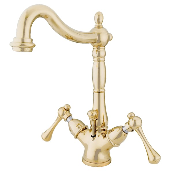 KS1432BL 2-Handle Bathroom Faucet W/Brass Pop-Up & Cover Plate, Brass